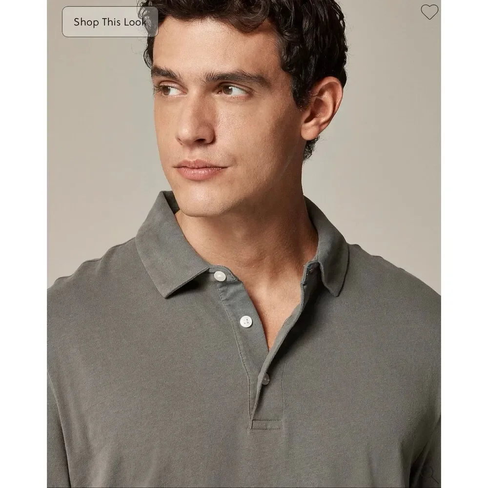 J. Crew Sueded cotton polo shirt in Heather River NWT size L